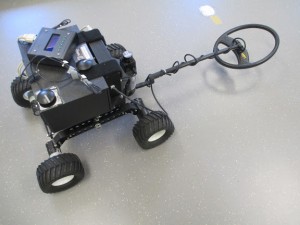 Explorer robot with metal detector.